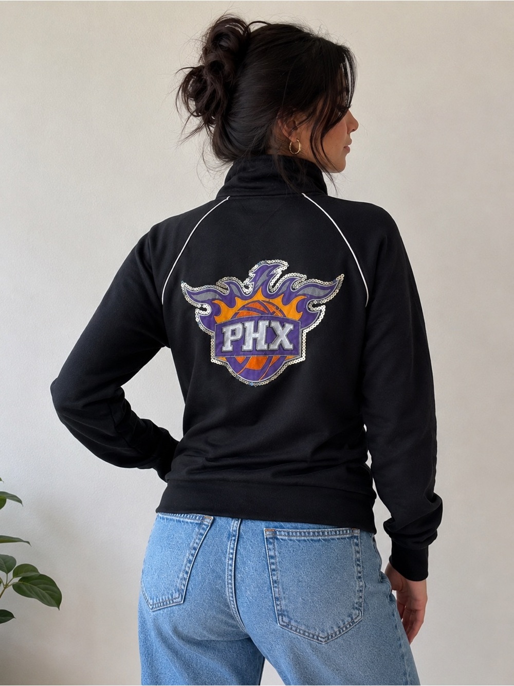 Vintage Y2K Phoenix Suns PHX Track Jacket Full Zip Black Womens Large